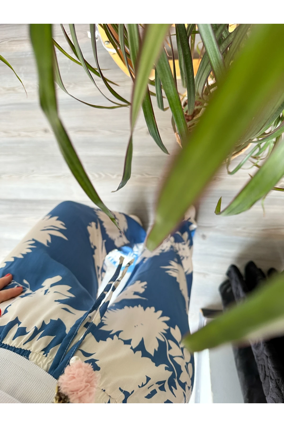 Carmen Şal Desen Pantolon Mavi