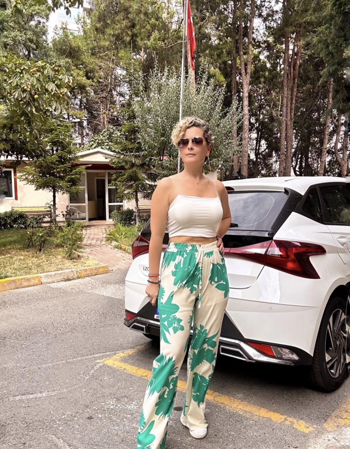 Carmen Şal Desen Pantolon Yeşil