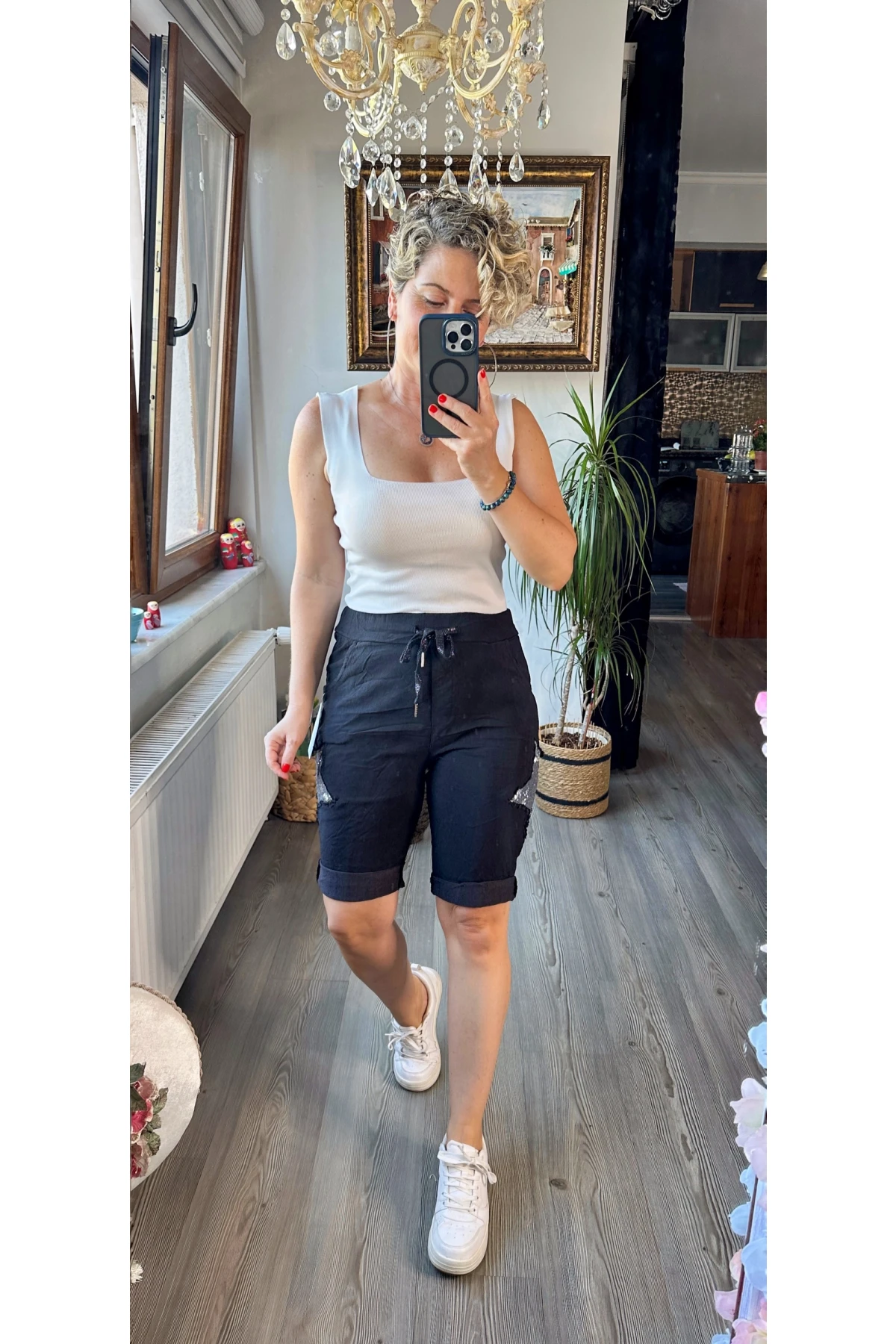 Matta İtalyan Yıldızlı Şort Siyah