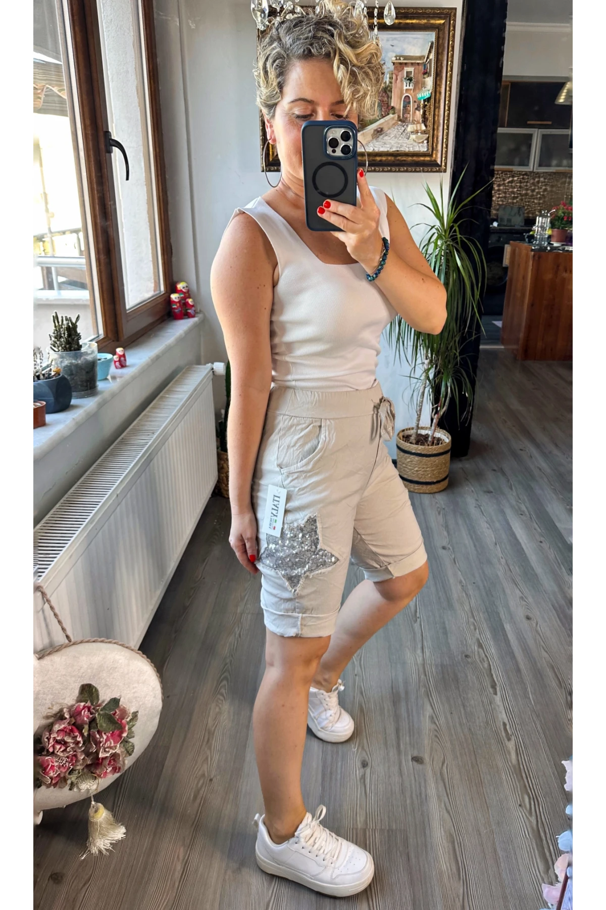 Matta İtalyan Yıldızlı Şort Taş