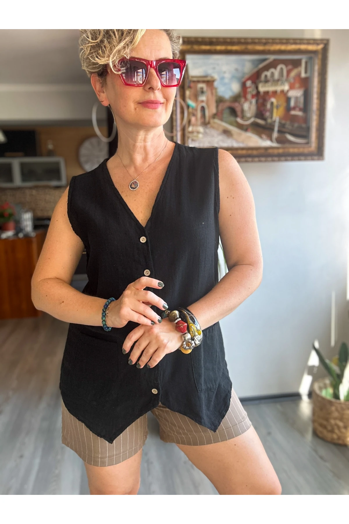 Ugo Tasarım Bluz Yelek Siyah