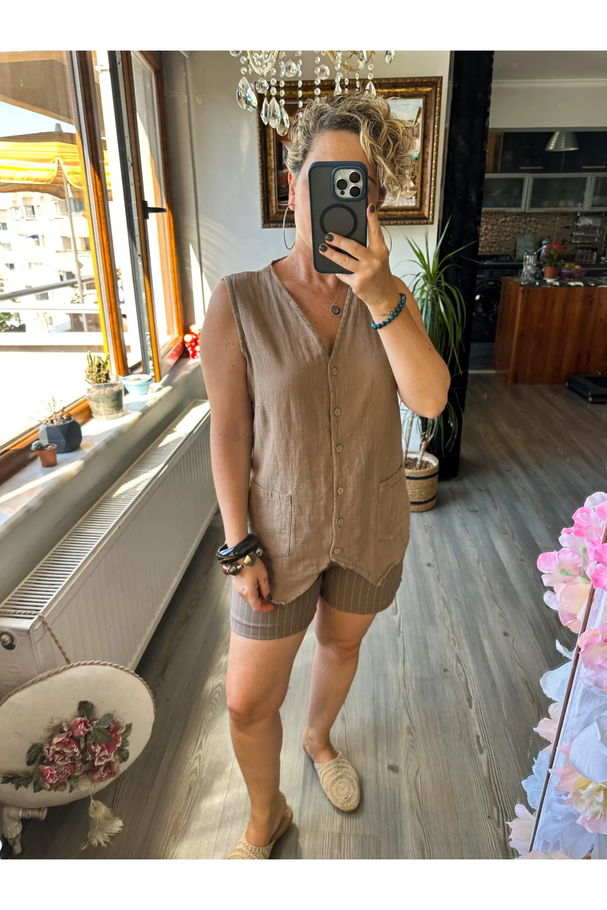 Ugo Tasarım Bluz Yelek Vizon