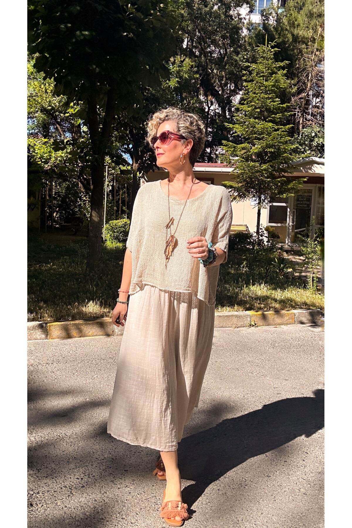 Abitare İtalyan Fisto File Detay Vip Elbise Bej