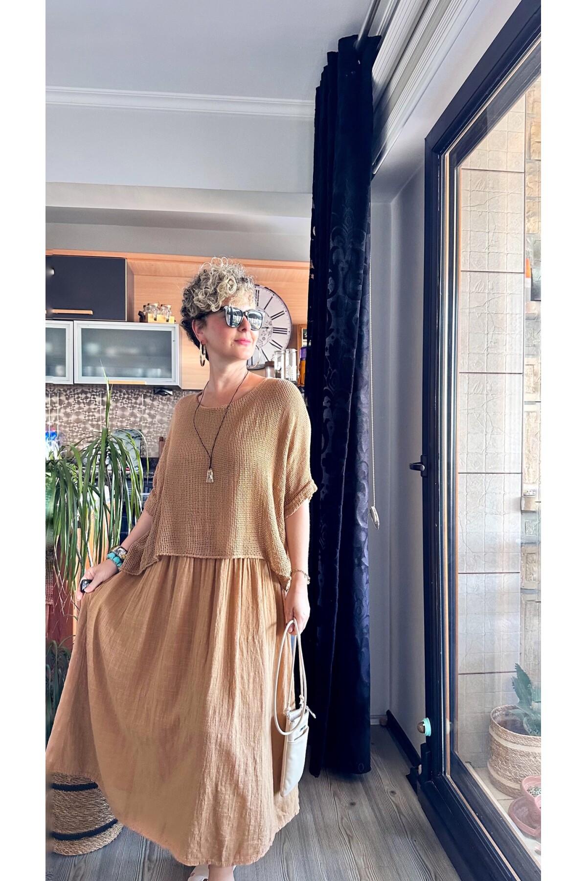 Abitare İtalyan Fisto File Detay Vip Elbise Cappucino