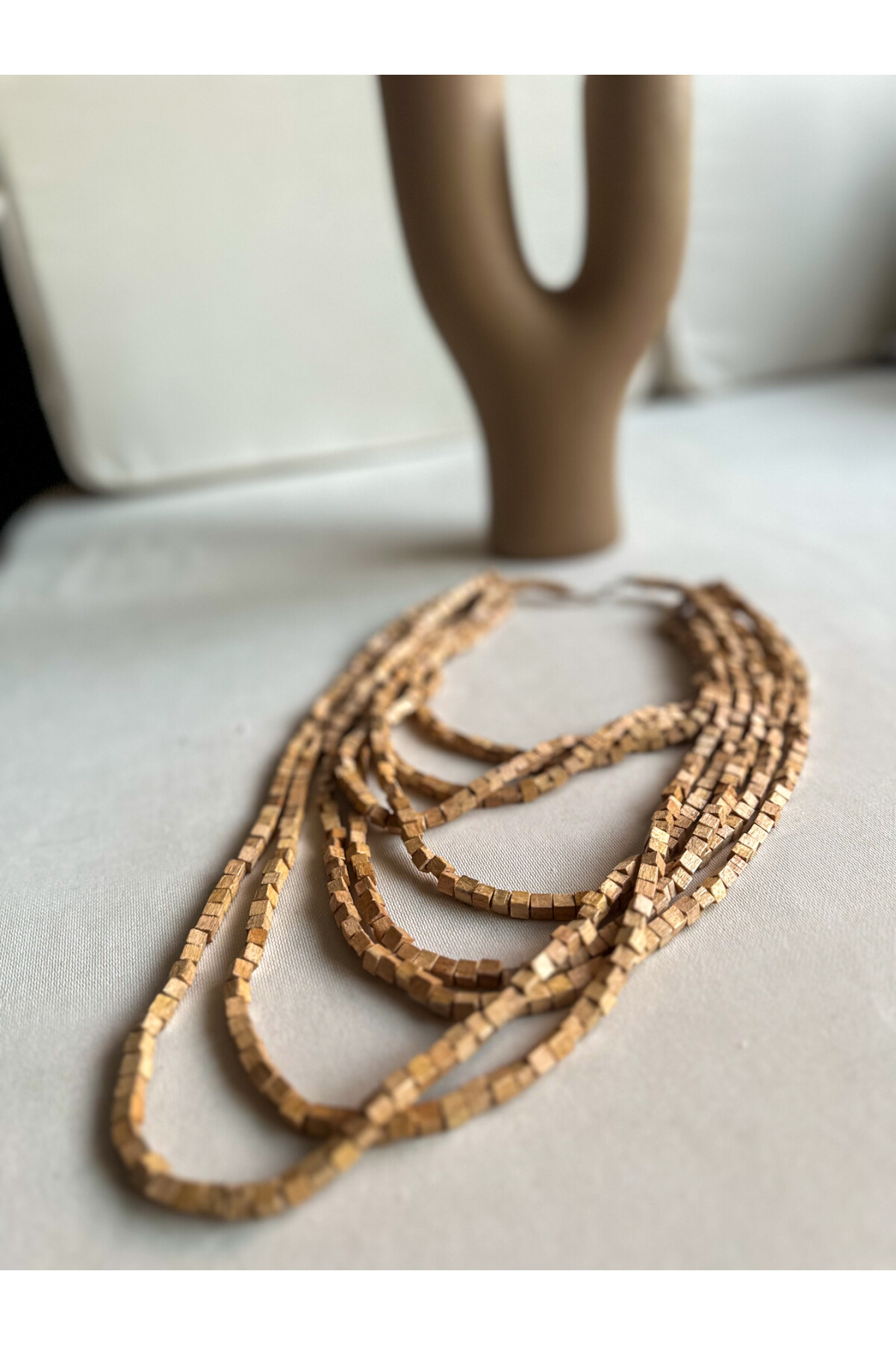 Cappuccino Tahta Otantik Sekiz Sıra Kolye