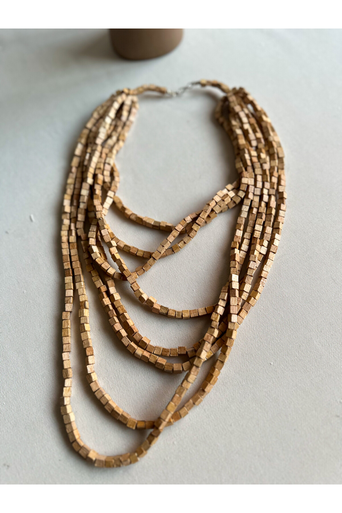 Cappuccino Tahta Otantik Sekiz Sıra Kolye