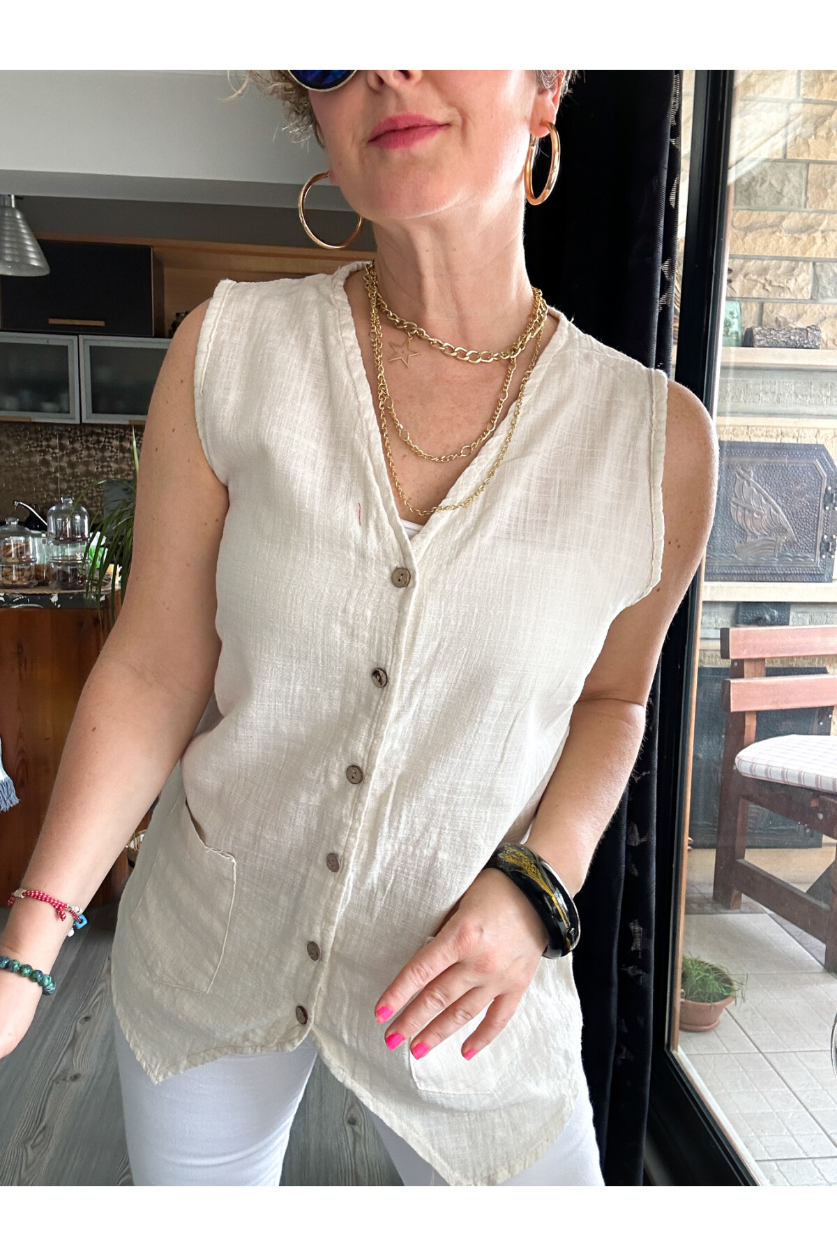 Nepa Tasarım Bluz Yelek Bej