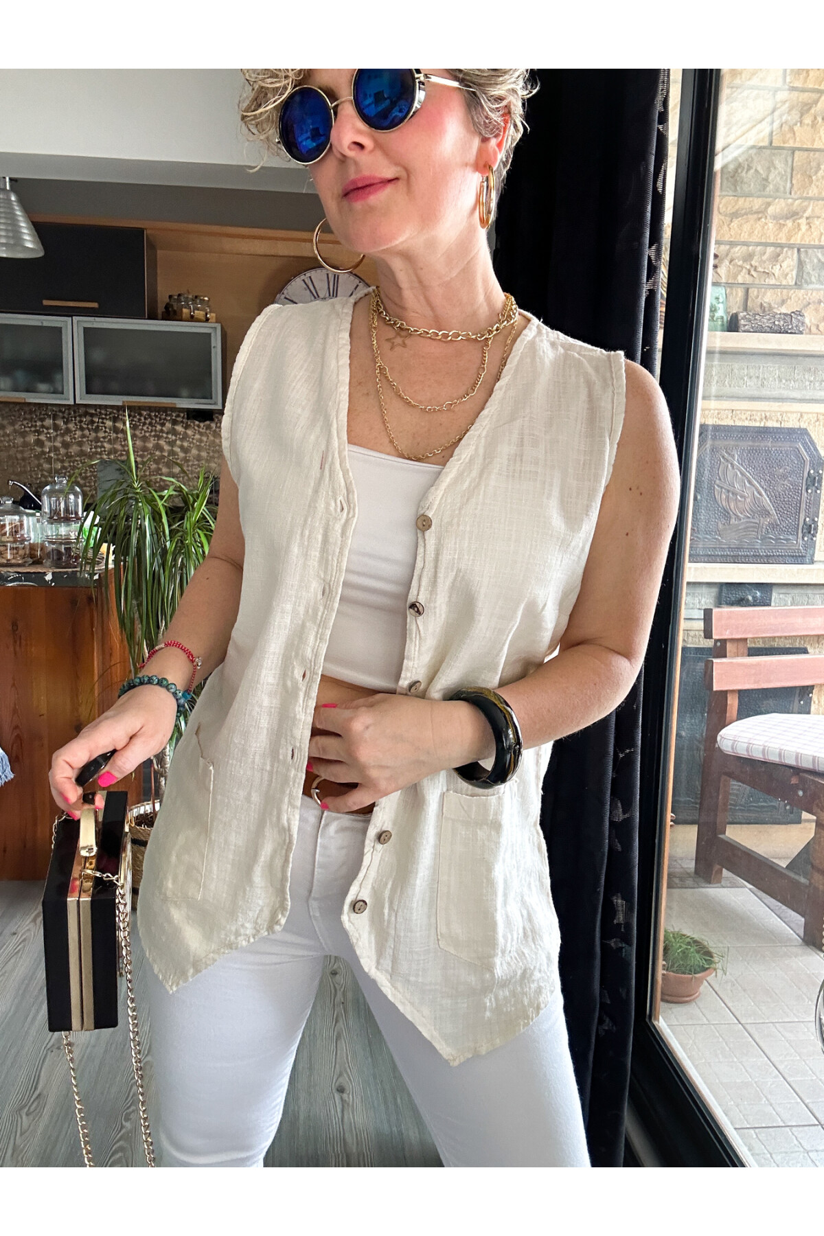 Nepa Tasarım Bluz Yelek Bej