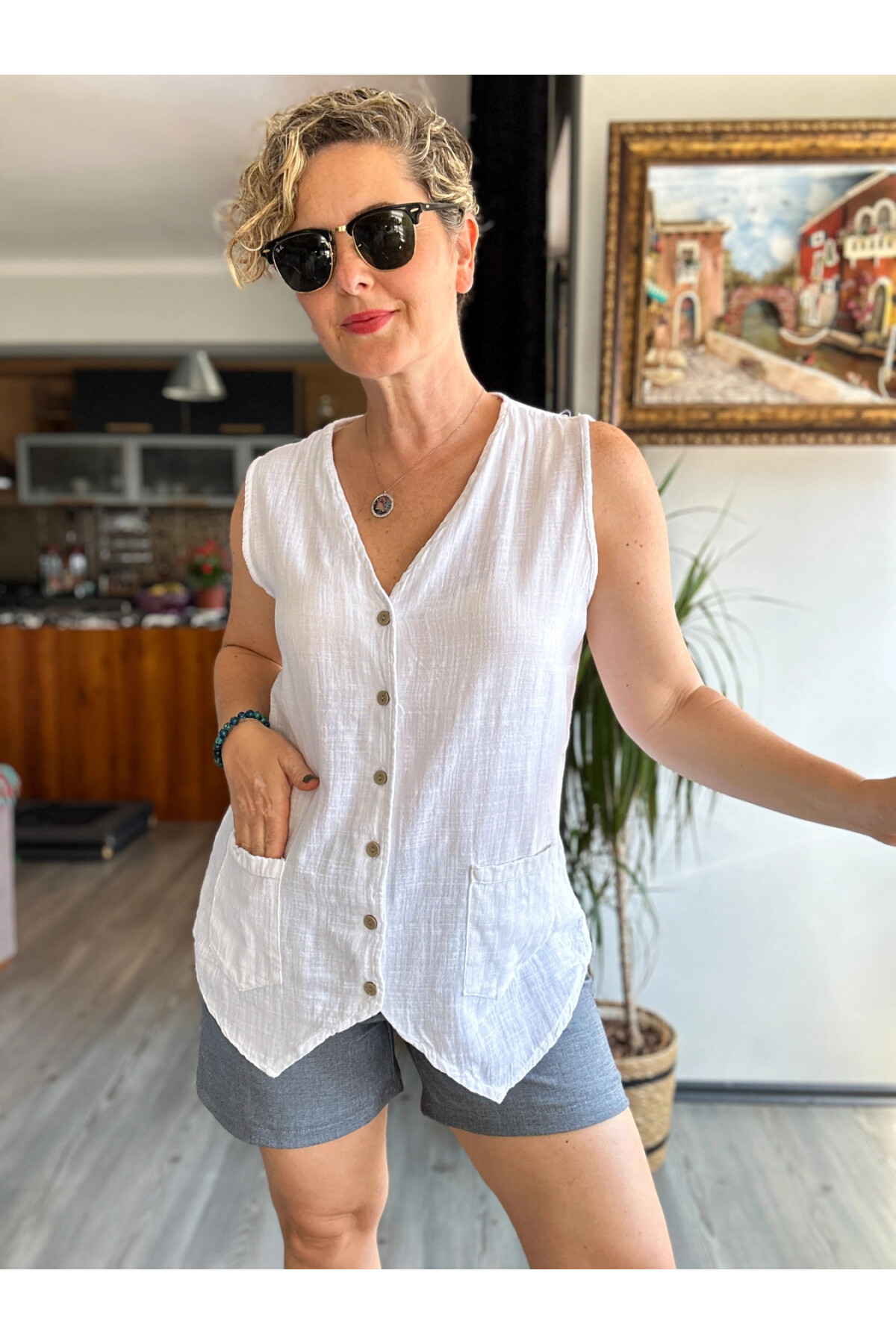 Nepa Tasarım Bluz Yelek Beyaz