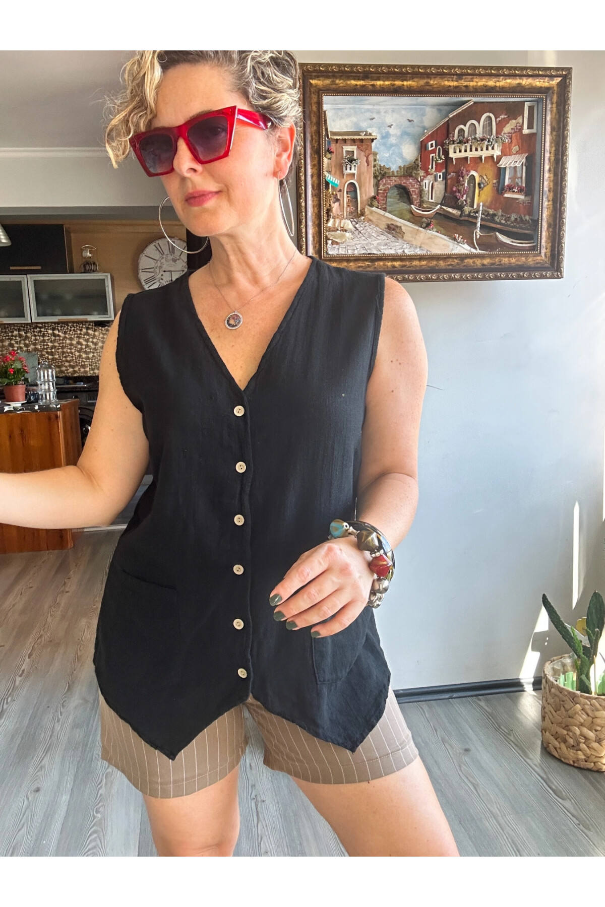 Nepa Tasarım Bluz Yelek Siyah