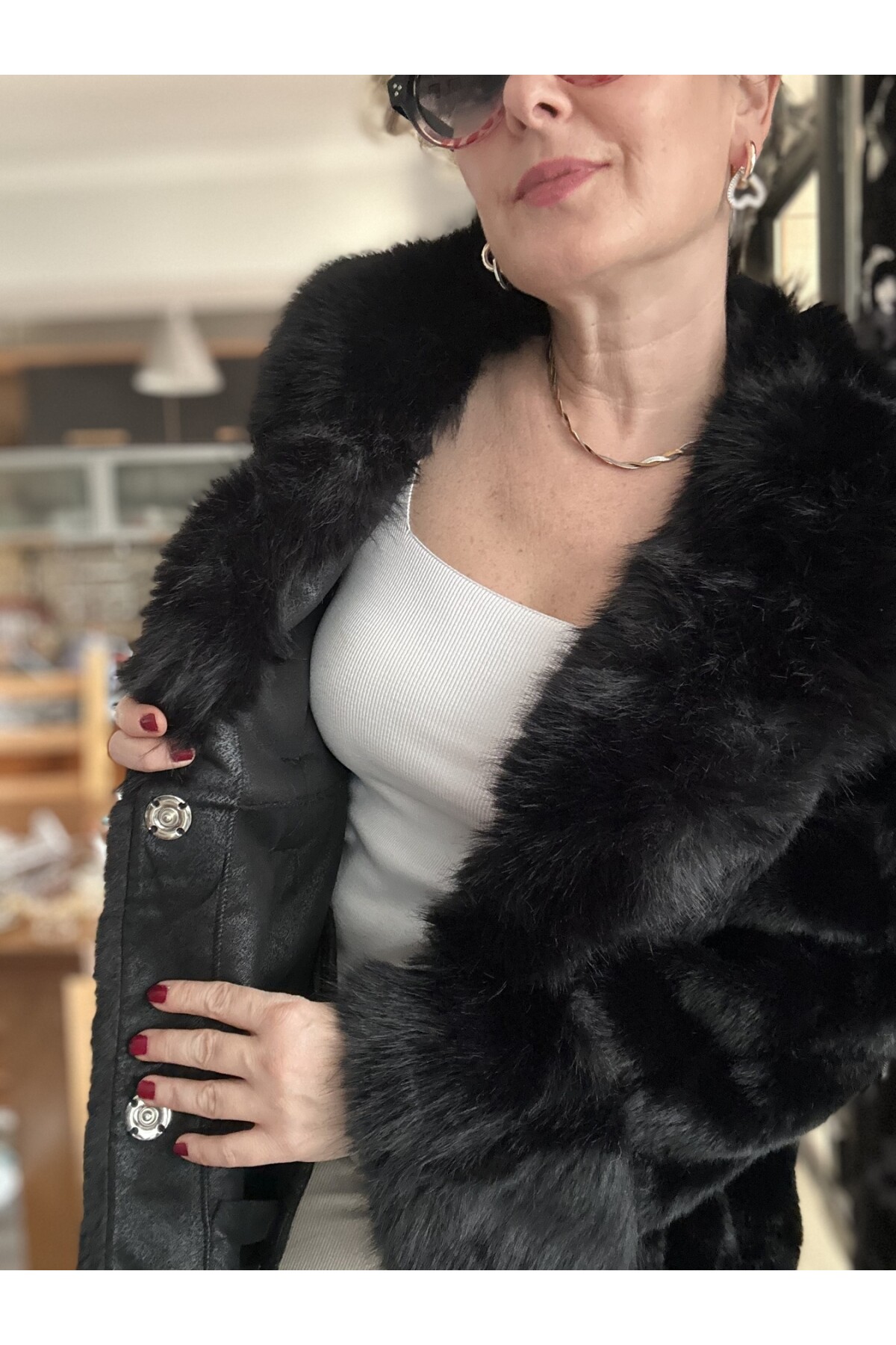 Rennes İthal Kısa Kürk Siyah