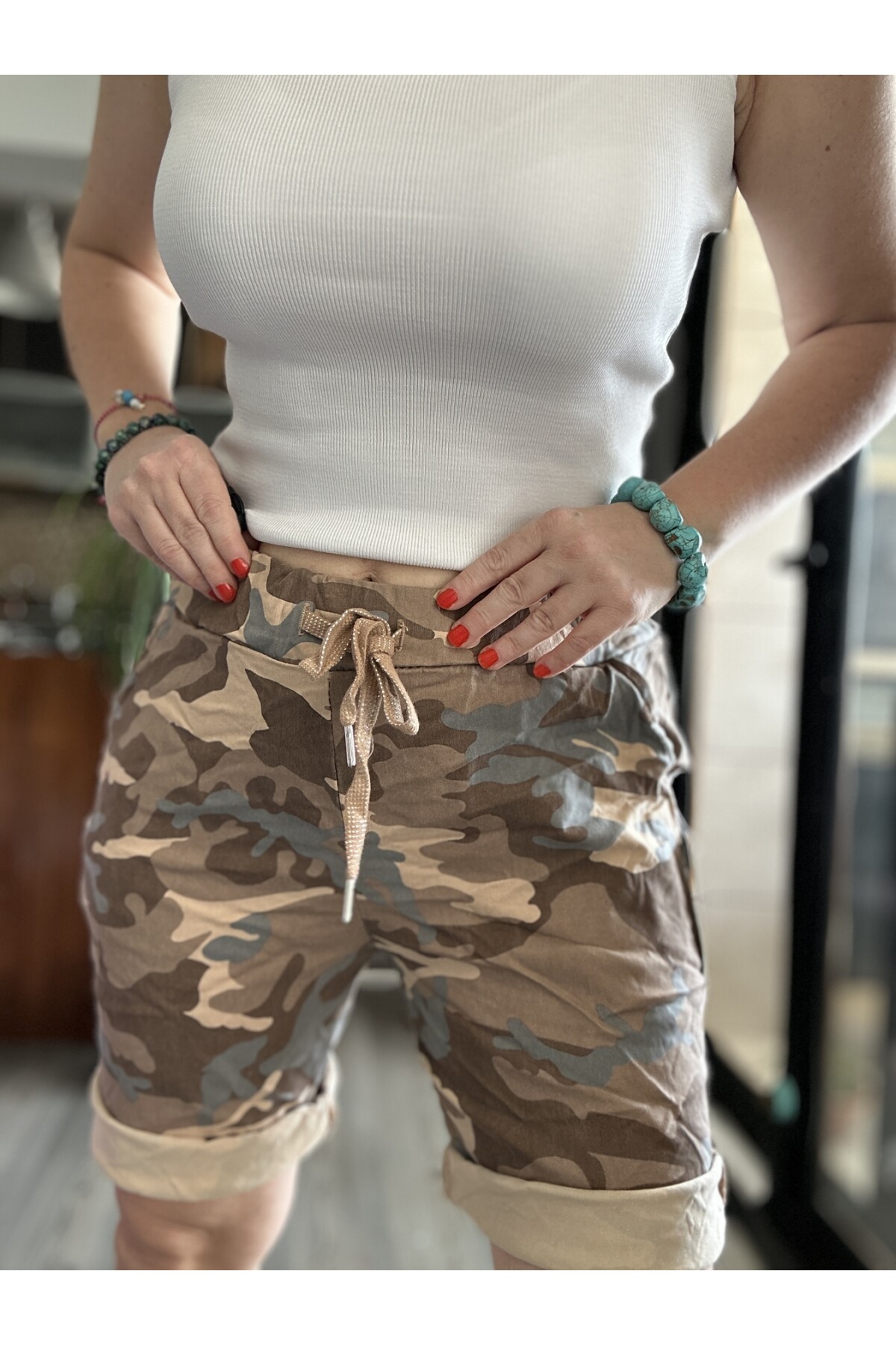 Stella İtalyan Kamuflaj Camel Şort