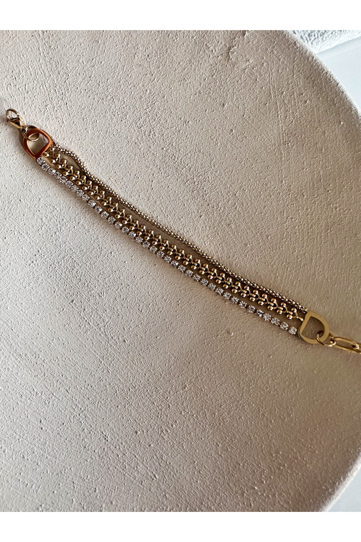 Wifi Üçlü Taş Detay Çelik Bileklik