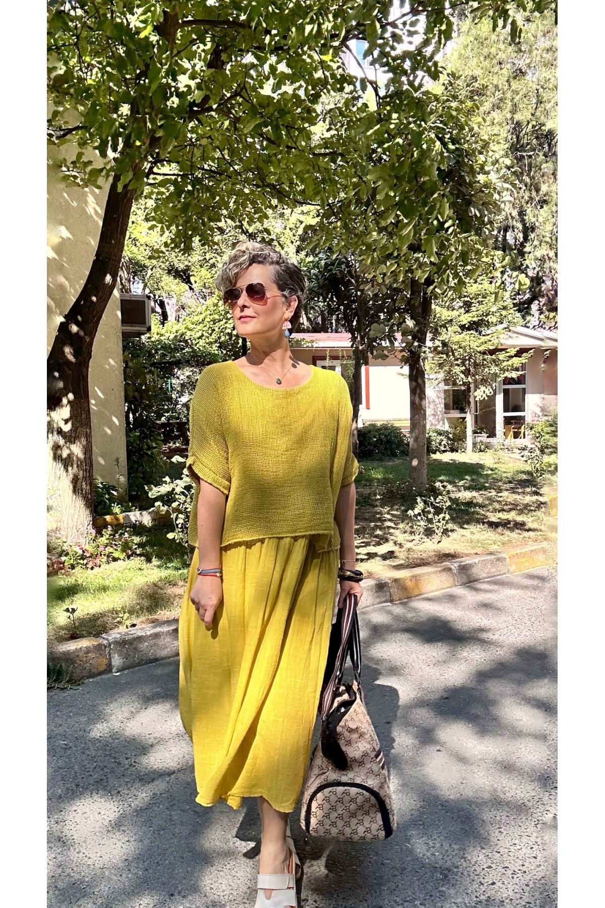 Abitare İtalyan Fisto File Detay Vip Elbise Hardal