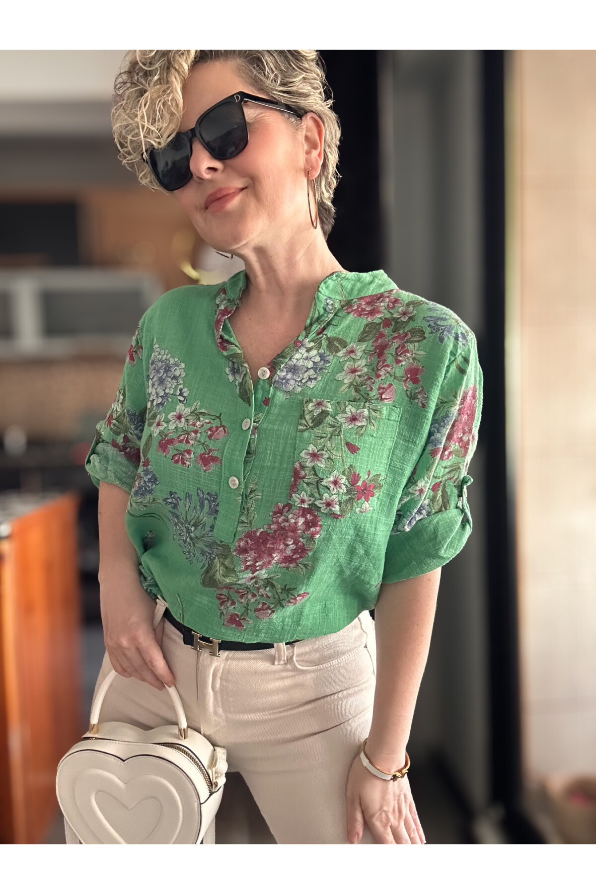 Alto Ortanca Desen İtalyan Gömlek Yeşil