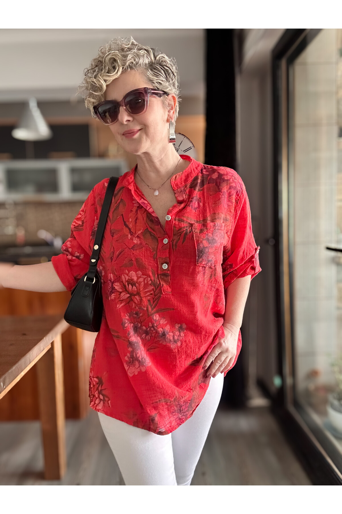 Belize Desen İtalyan Gömlek Kırmızı