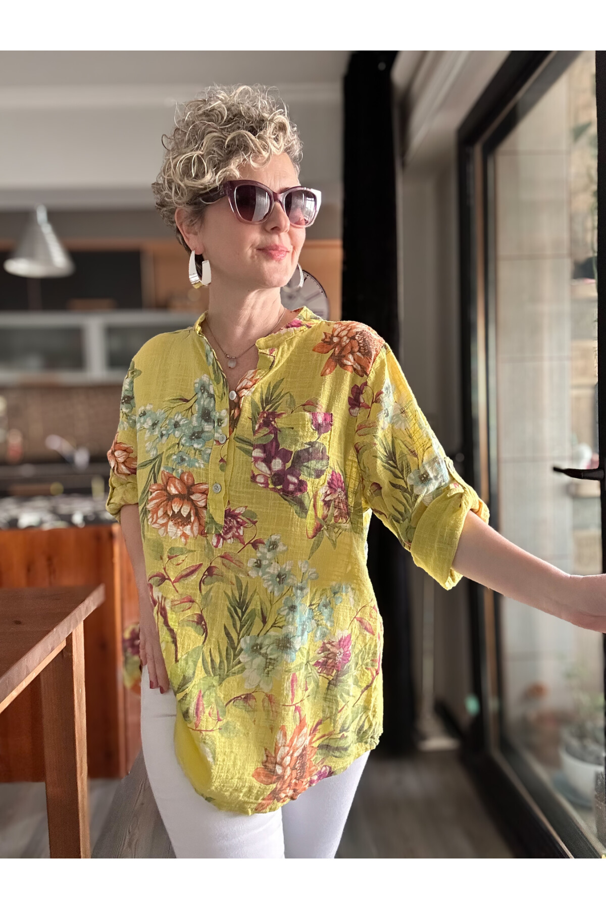 Belize Desen İtalyan Gömlek Sarı