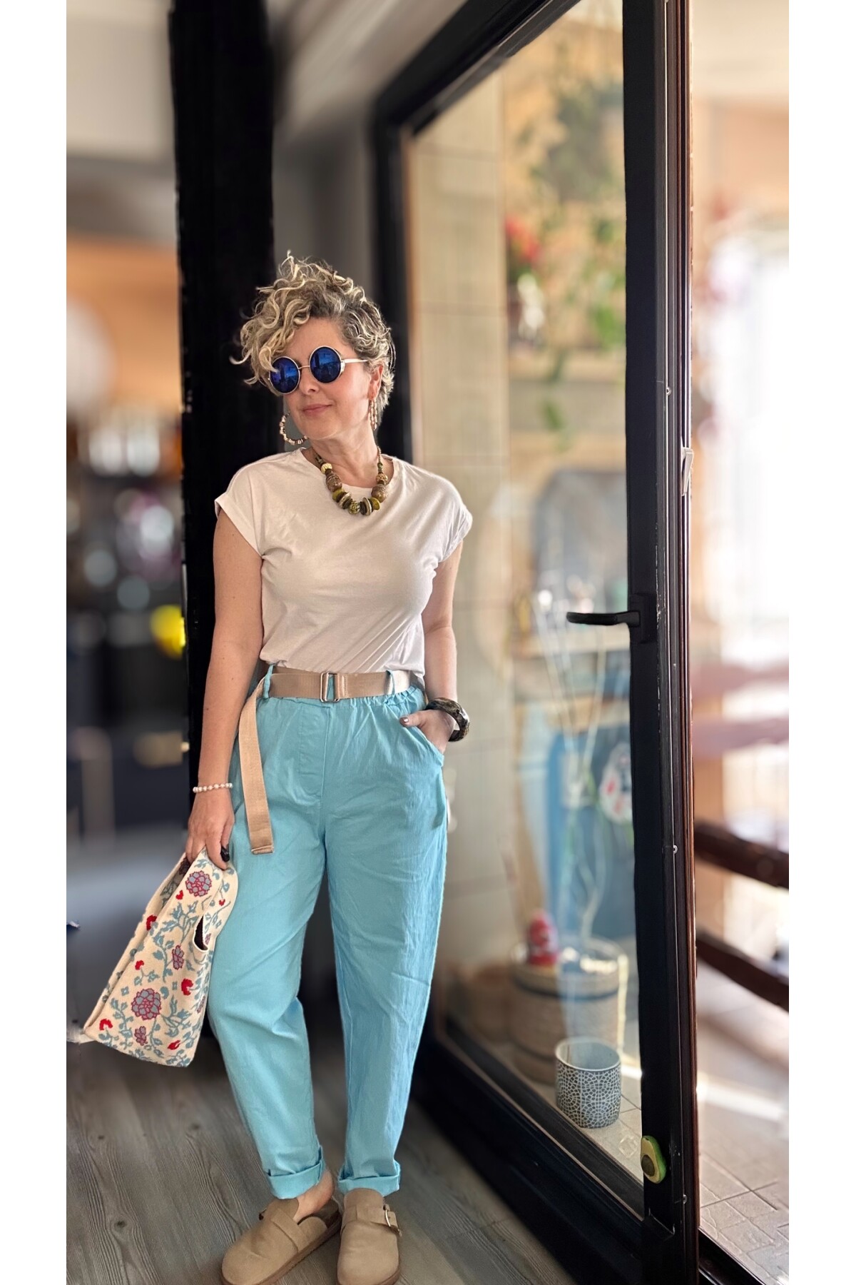 Betty İtalyan Balon Kemerli Pantolon Bebe Mavi