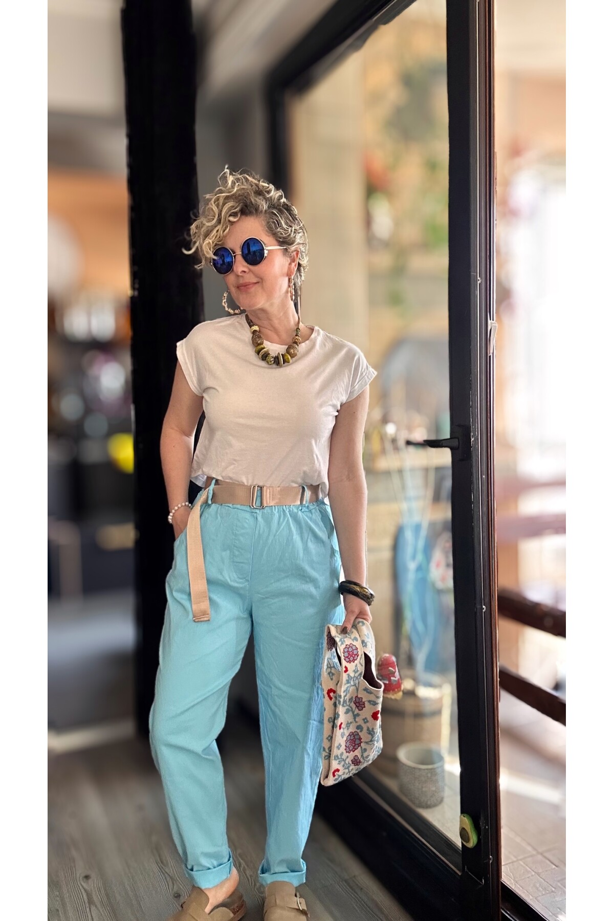 Betty İtalyan Balon Kemerli Pantolon Bebe Mavi