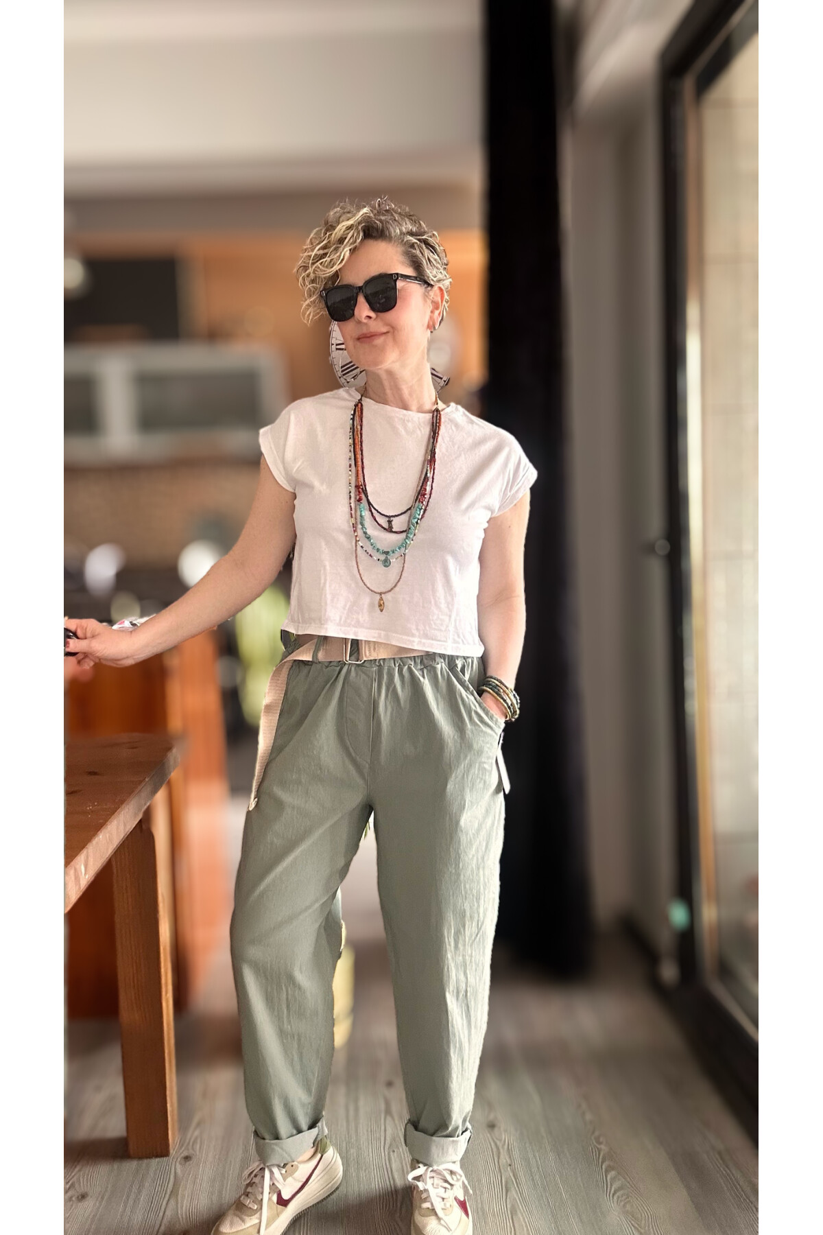 Betty İtalyan Balon Kemerli Pantolon Haki