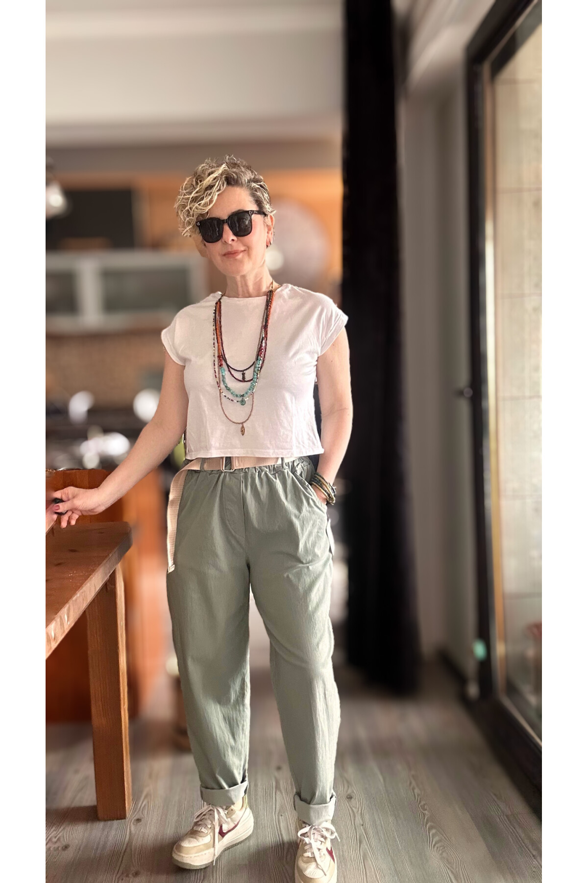 Betty İtalyan Balon Kemerli Pantolon Haki