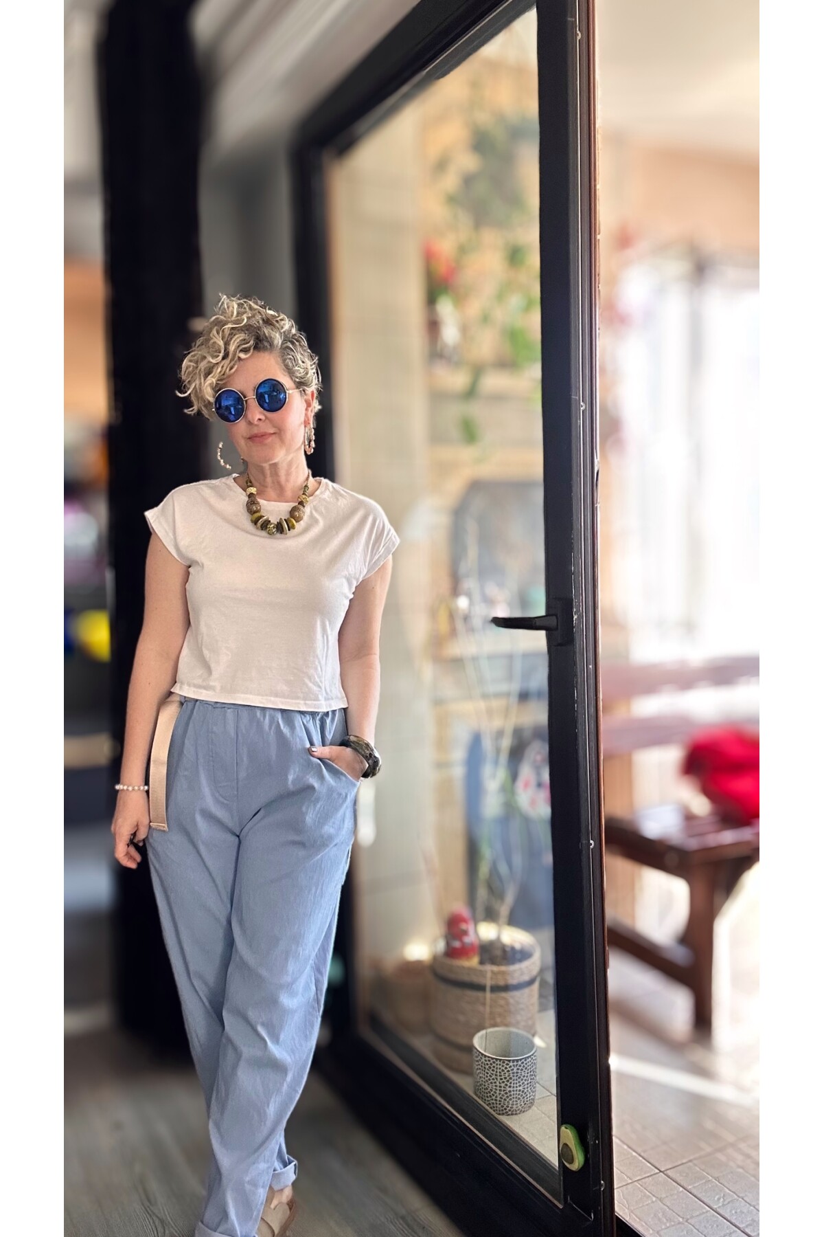 Betty İtalyan Balon Kemerli Pantolon İndigo