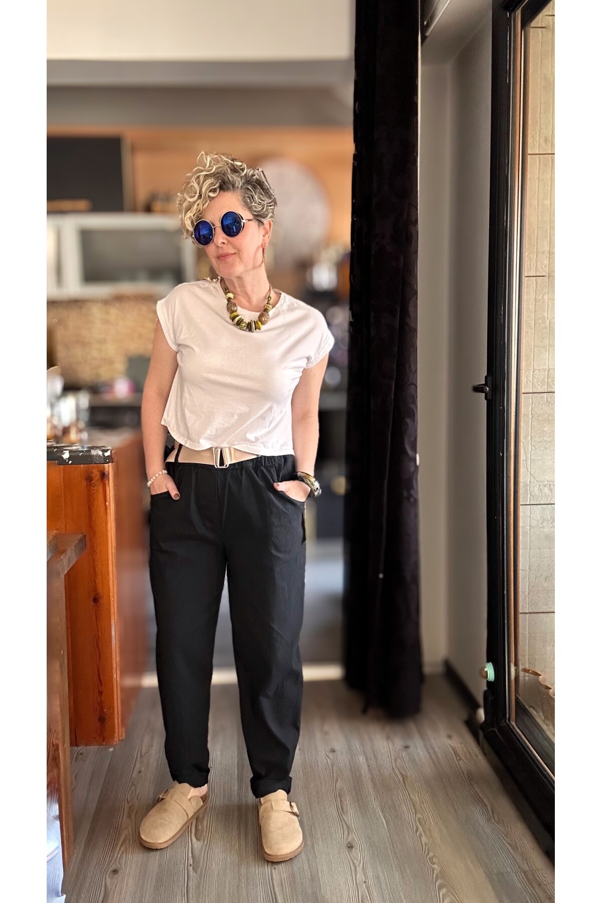 Betty İtalyan Balon Kemerli Pantolon Siyah