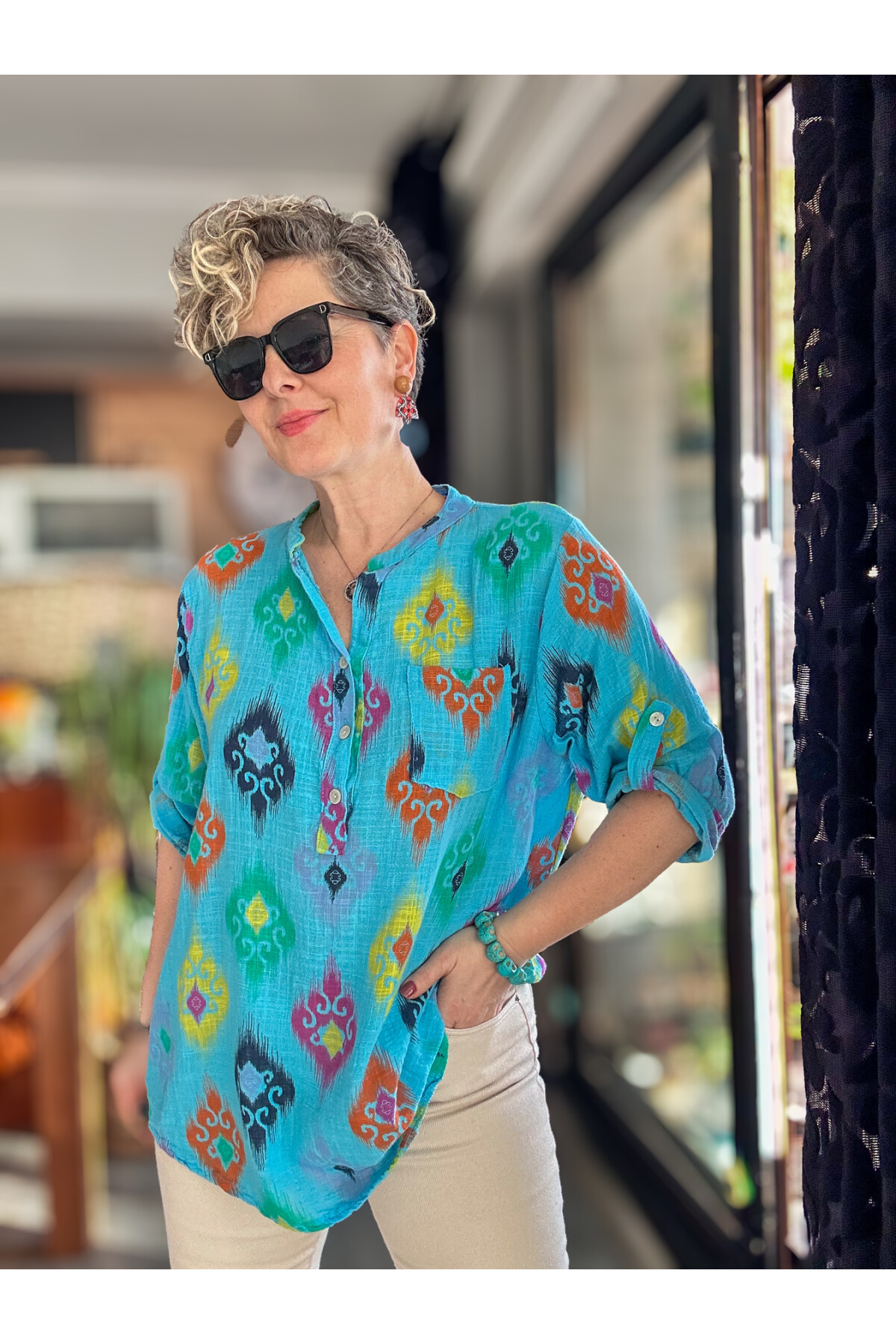 Diga Seramik Desen İtalyan Gömlek Turkuaz