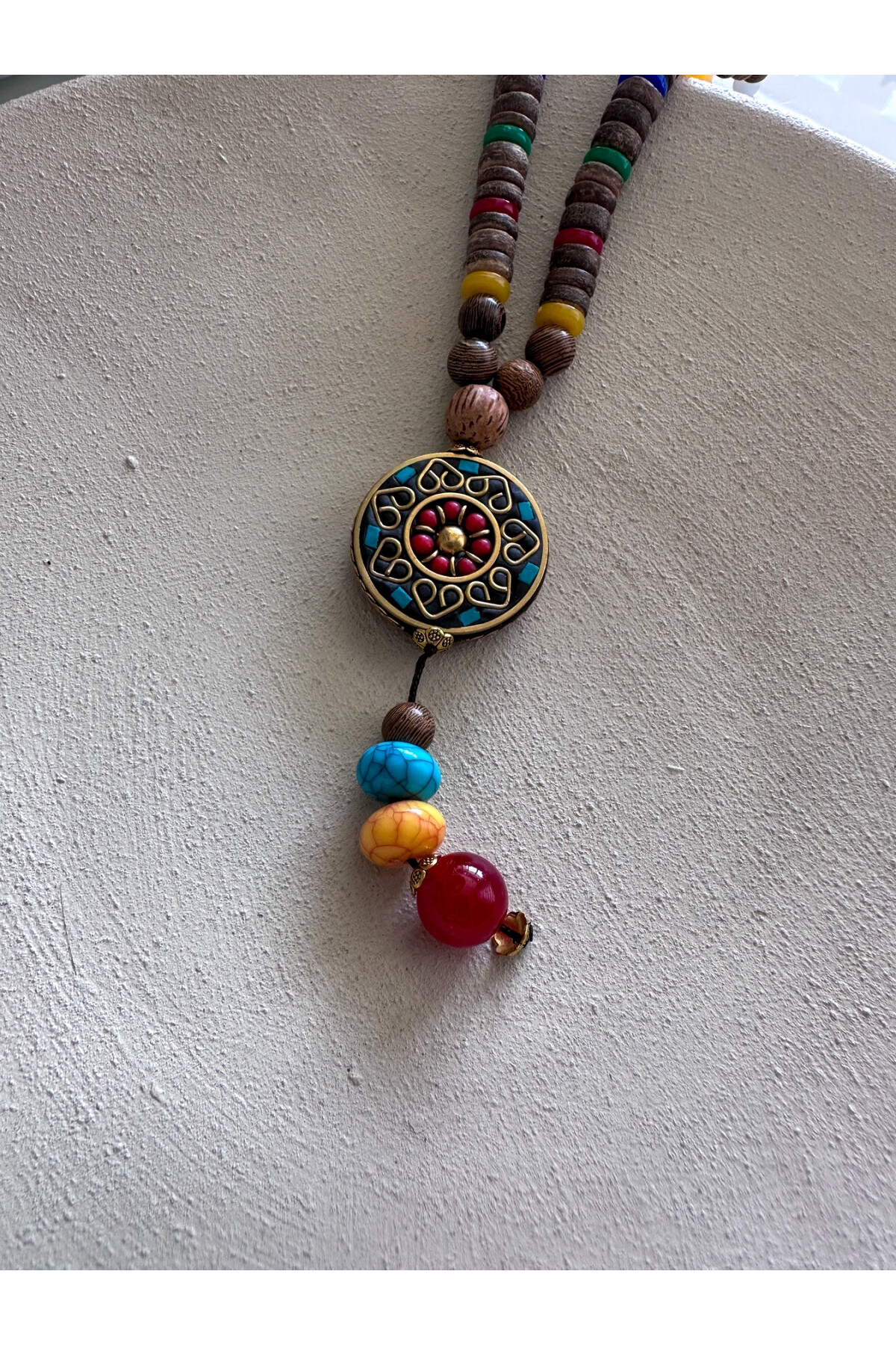 Dimen Doğal Taş Etnik Bambu Kolye