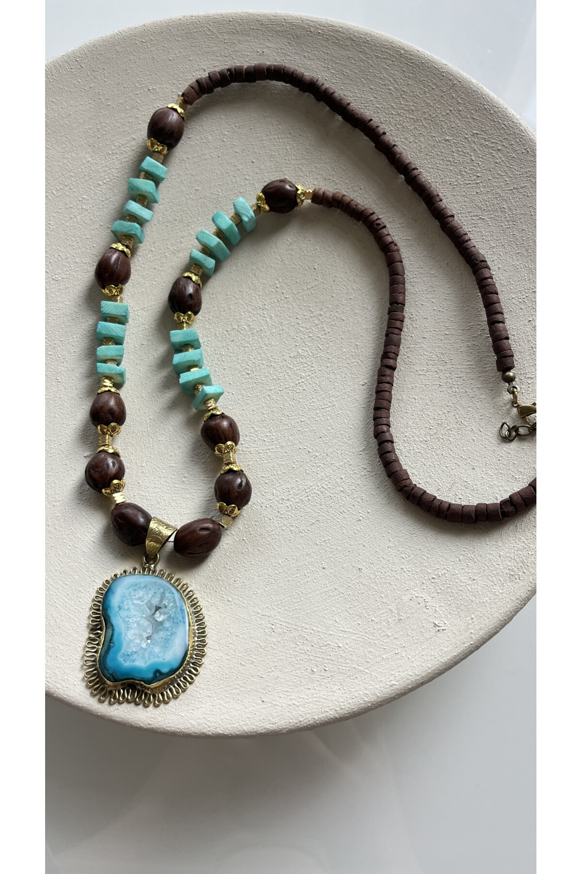 Diva Akik Doğal Taş Kolye