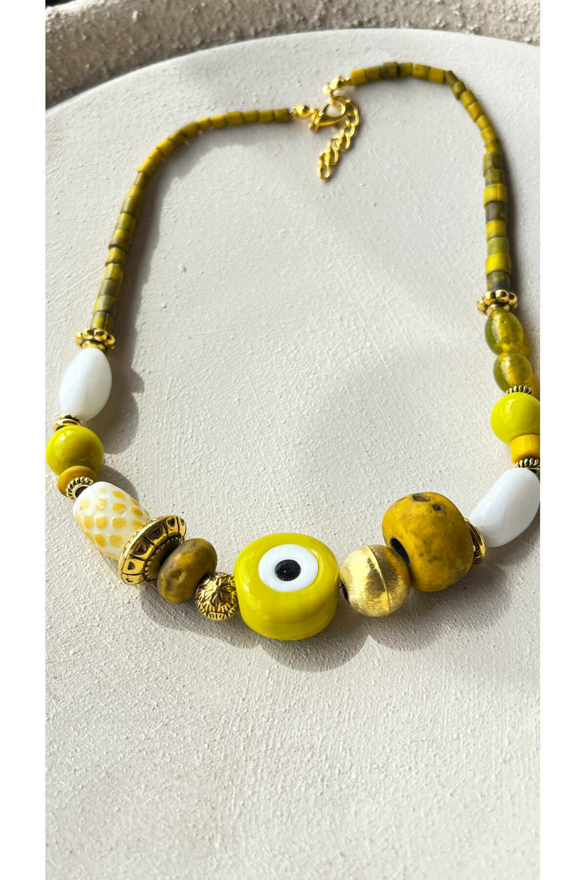 Eterna Pirinç Cam Etnik Kolye