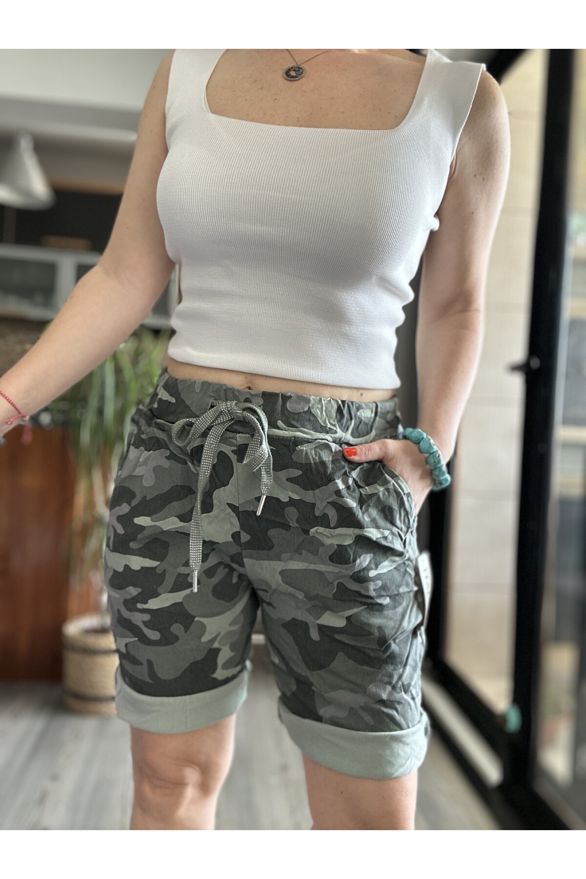 Fammy İtalyan Kamuflaj Şort Haki