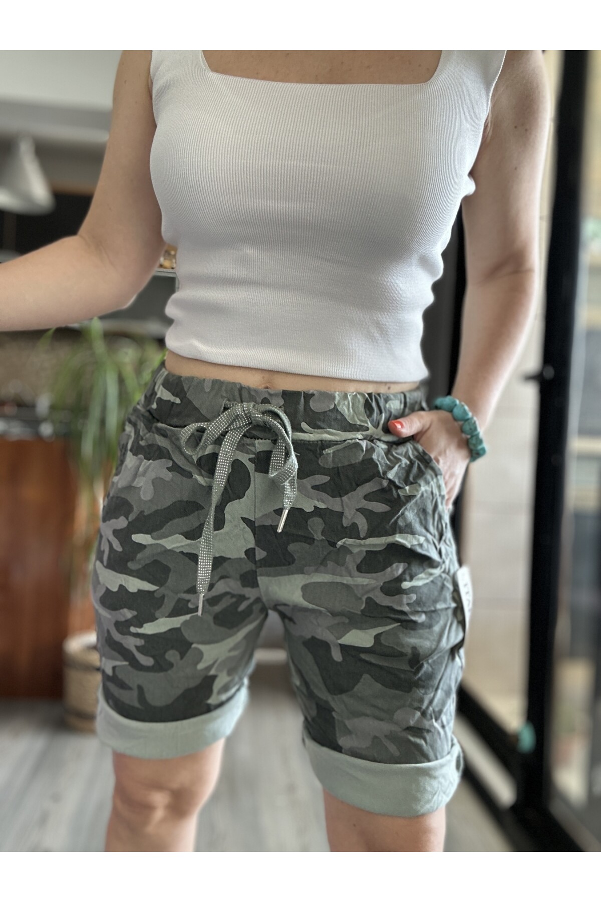 Fammy İtalyan Kamuflaj Şort Haki