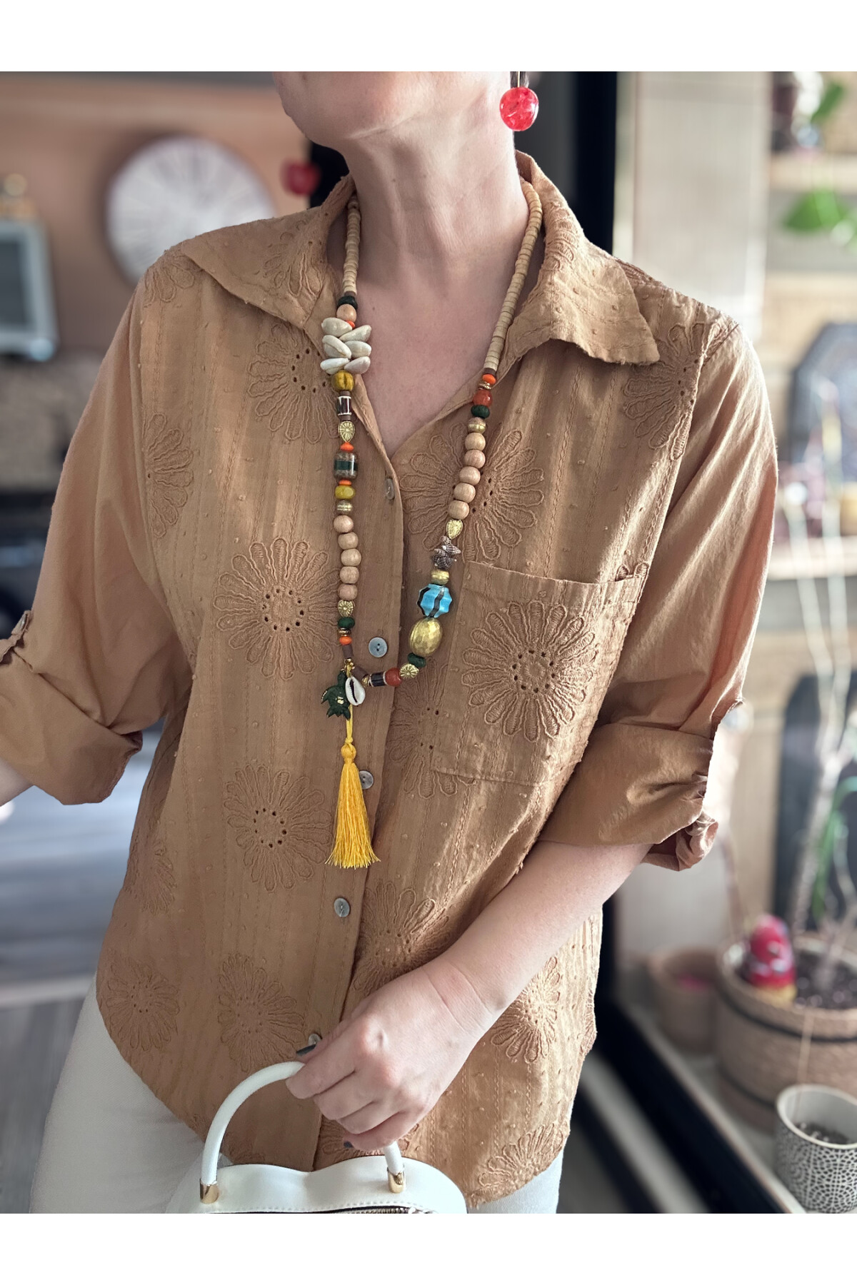 Gesso İtalyan Çiçek Fisto Detay Gömlek Cappuccino