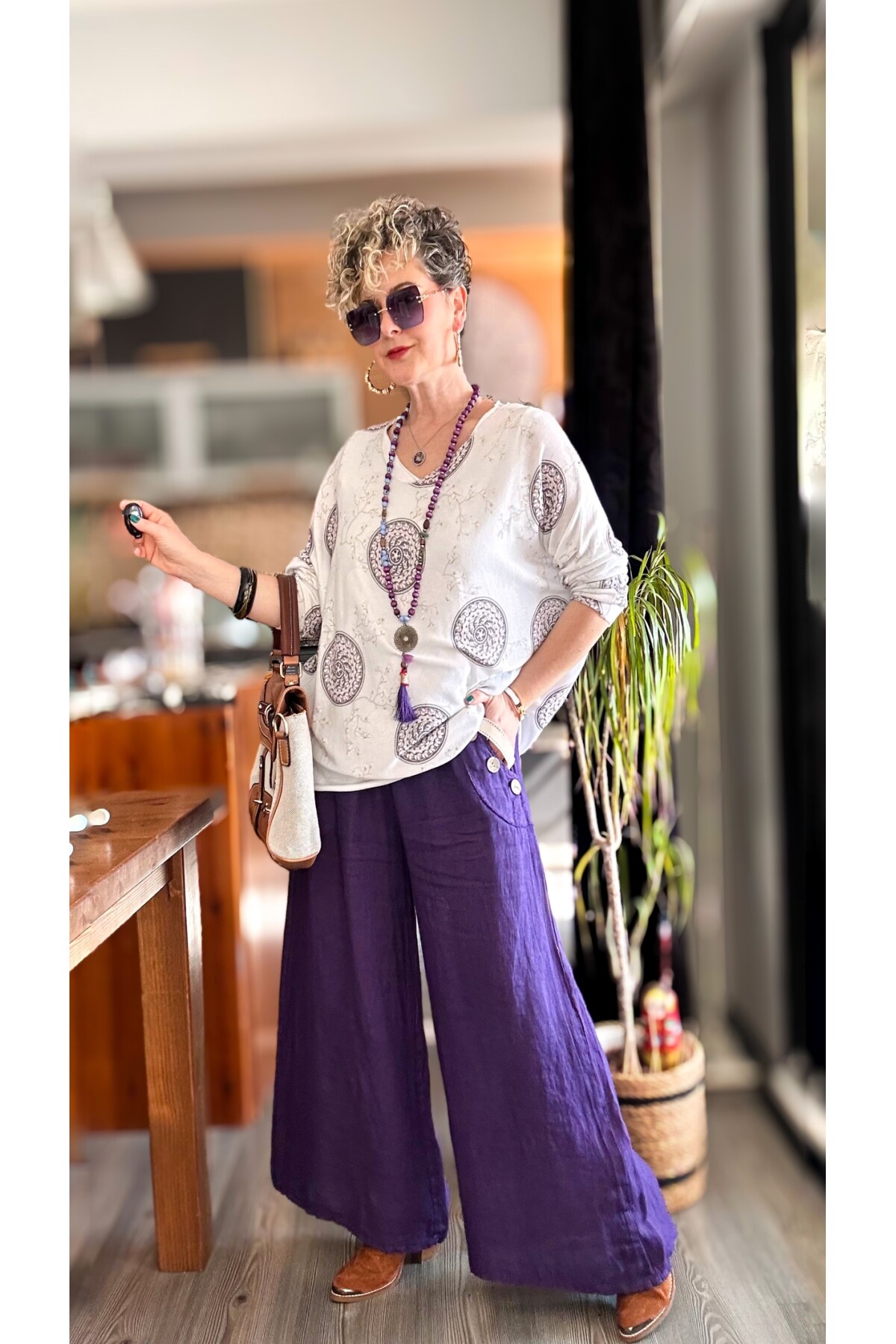 Henry İtalyan Cep Düğme Detay Pantolon Amatist Mor