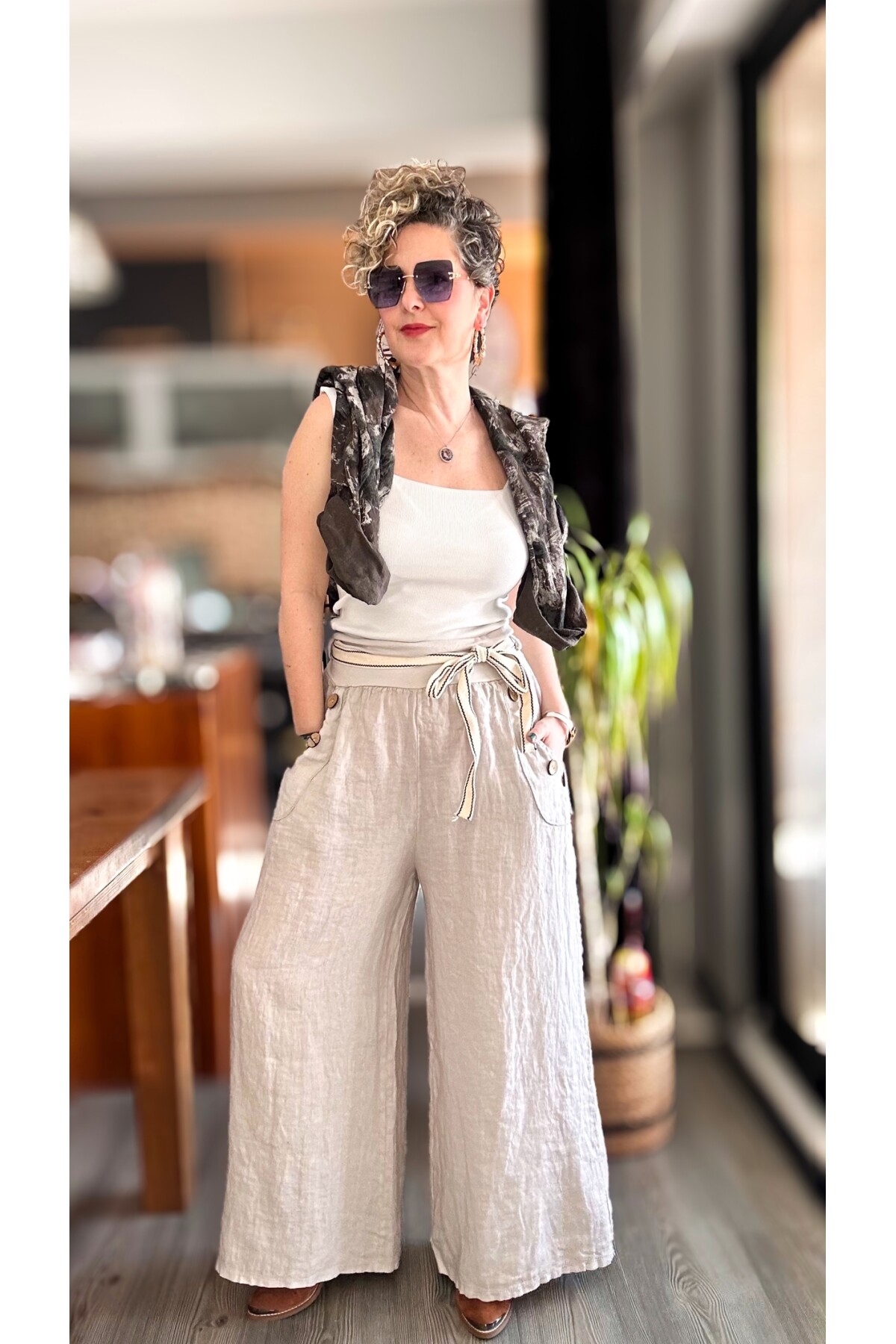 Henry İtalyan Cep Düğme Detay Pantolon Beige