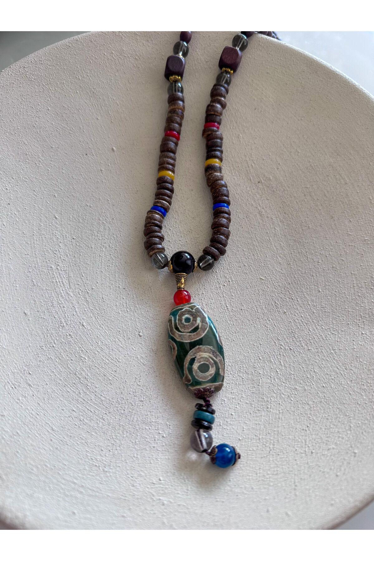 Holder Doğal Taş Etnik Bambu Kolye