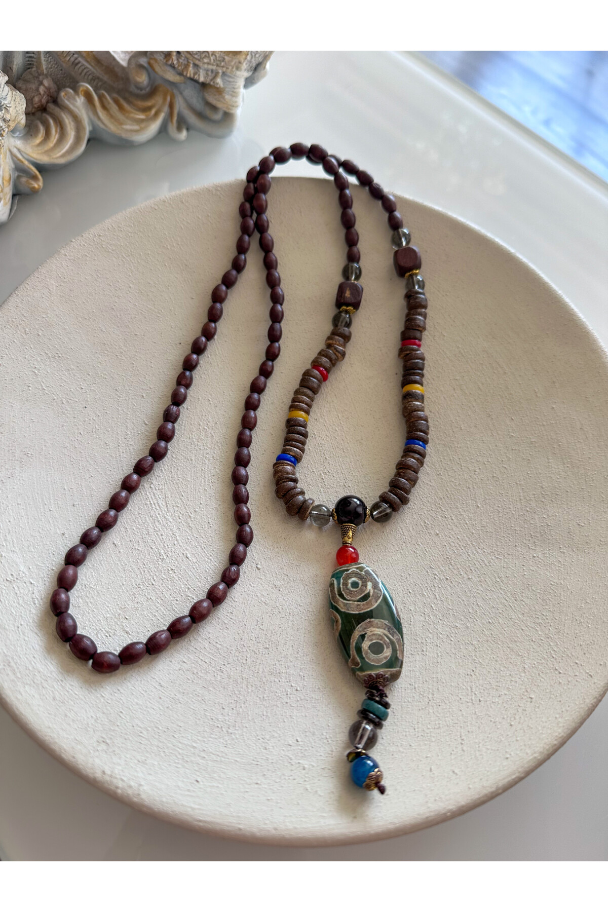 Holder Doğal Taş Etnik Bambu Kolye