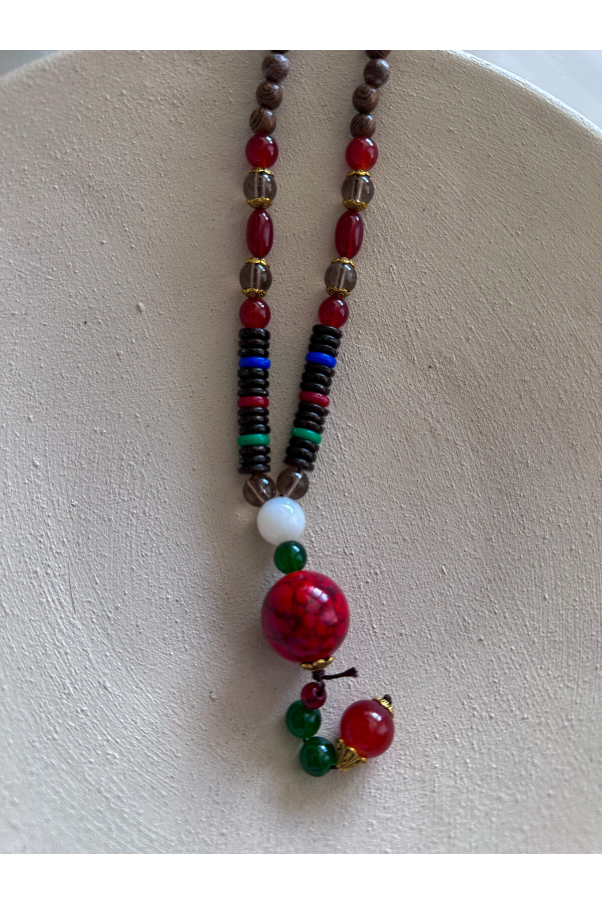 İnyes Doğal Taş Etnik Bambu Kolye