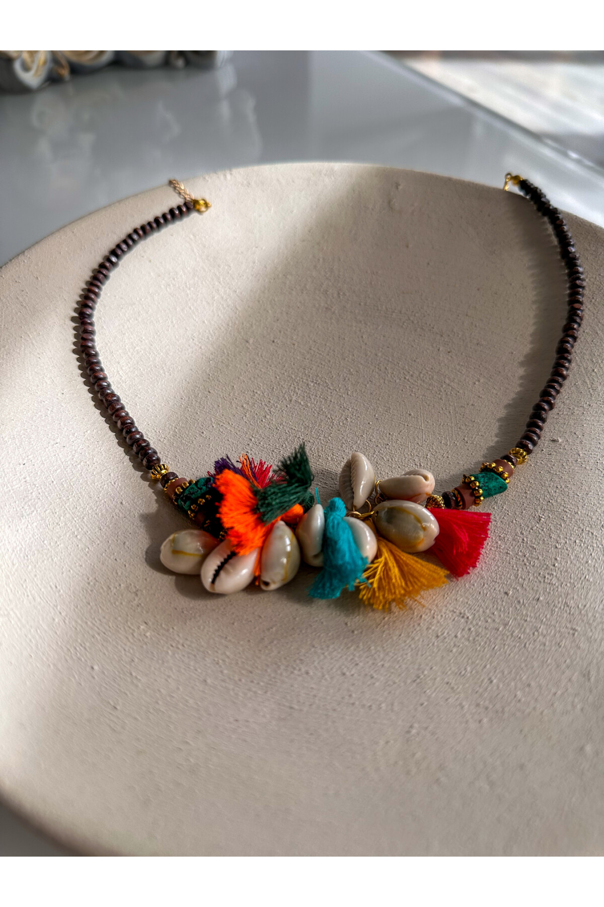 Kundan Etnik Cam Bambu Kolye