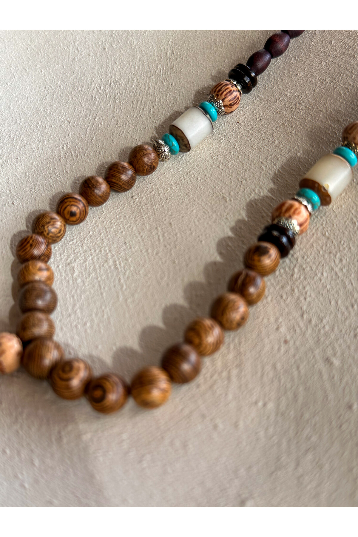 Laksmi Doğal Taş Etnik Bambu Kolye