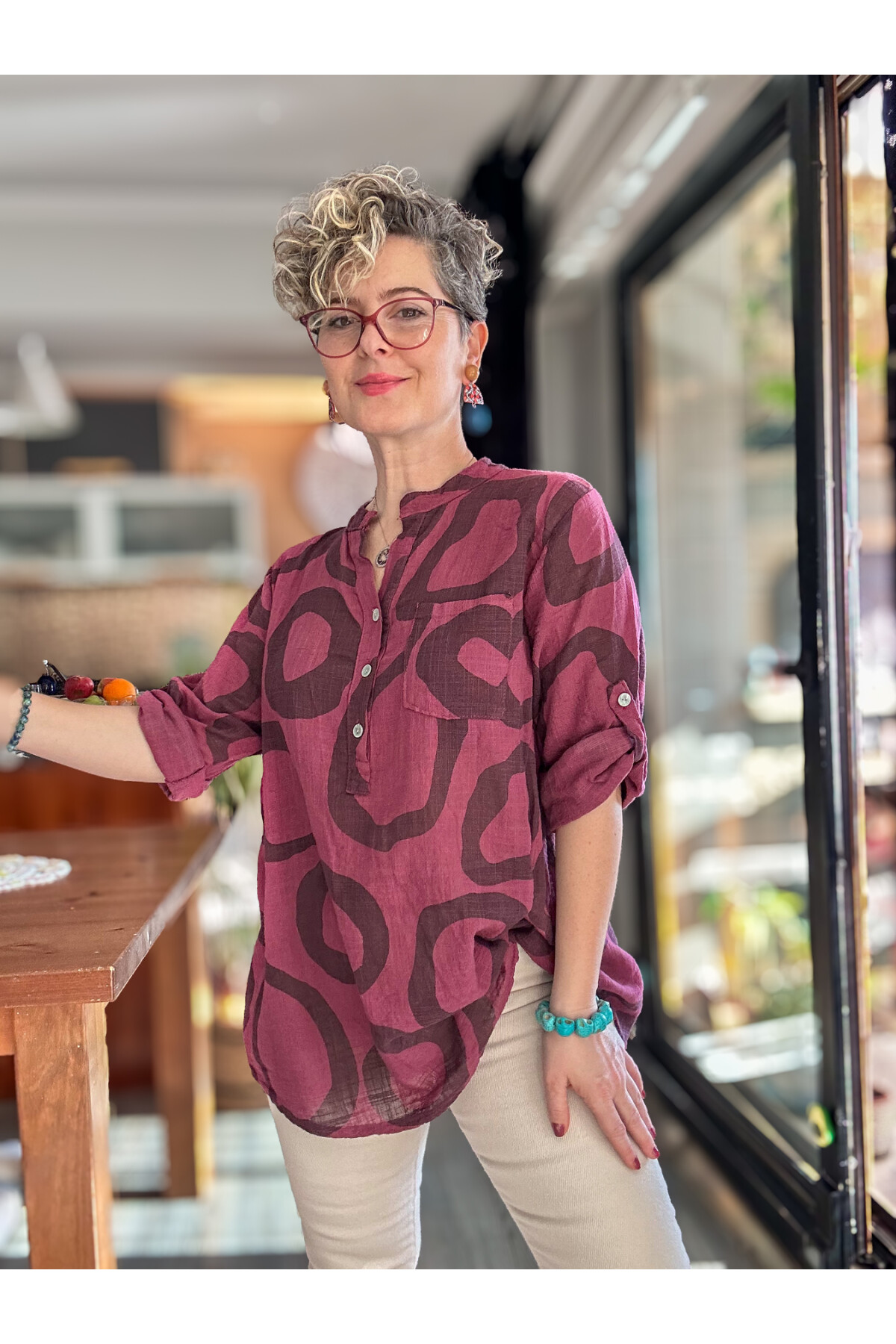 Libro Batik Daire Desen İtalyan Gömlek Leylak