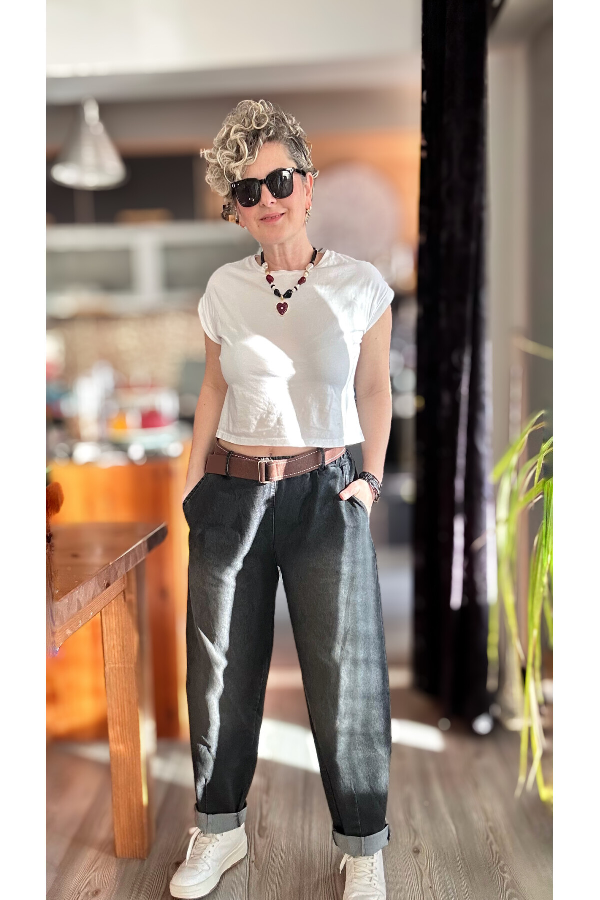 Merlo İtalyan Vip Likralı Kemerli Jean Pantolon Füme