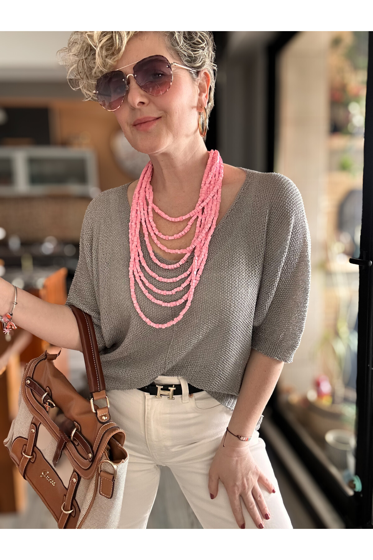 Miatta Tasarım Merserize Bluz Gri