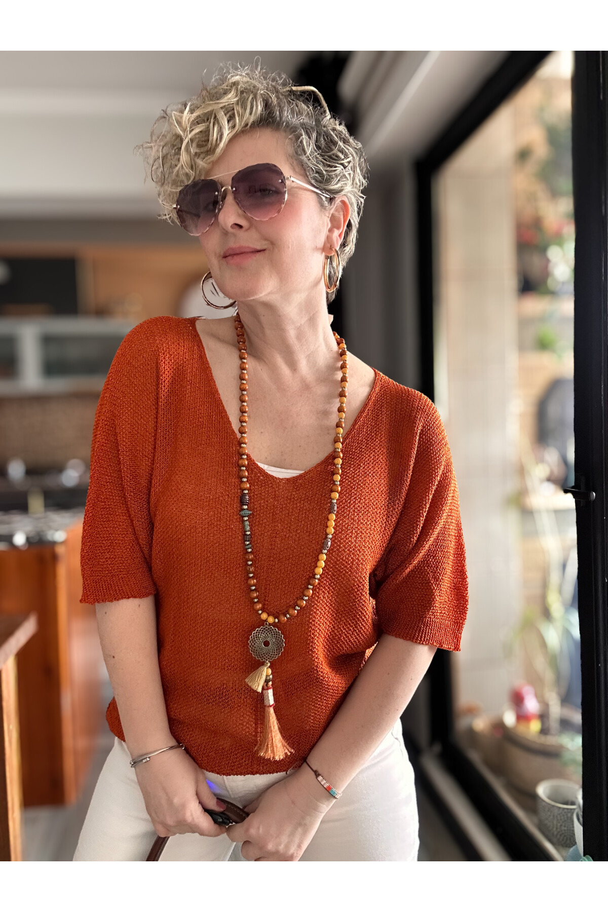 Miatta Tasarım Merserize Bluz Kiremit