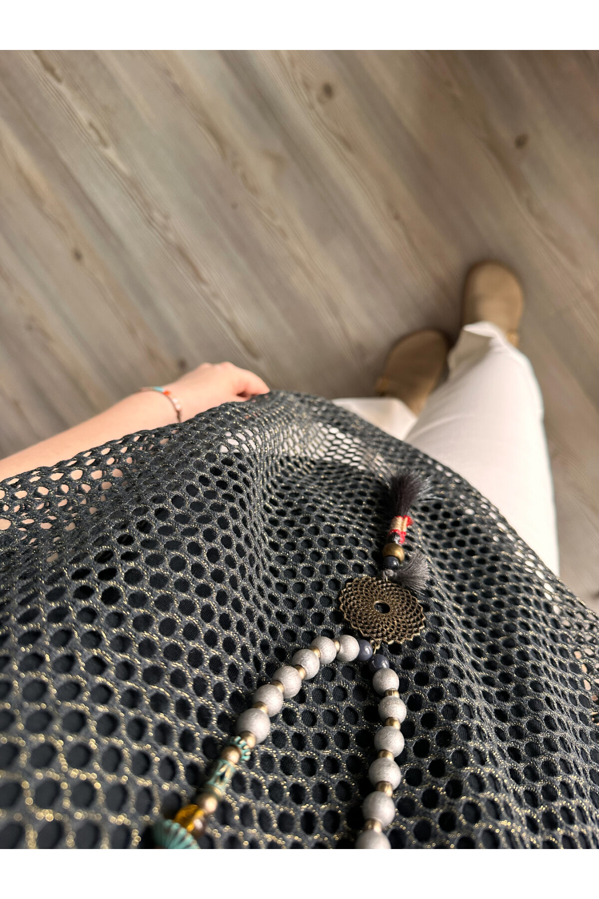 Motto İtalyan Fileli Atletli İkili Bluz Siyah