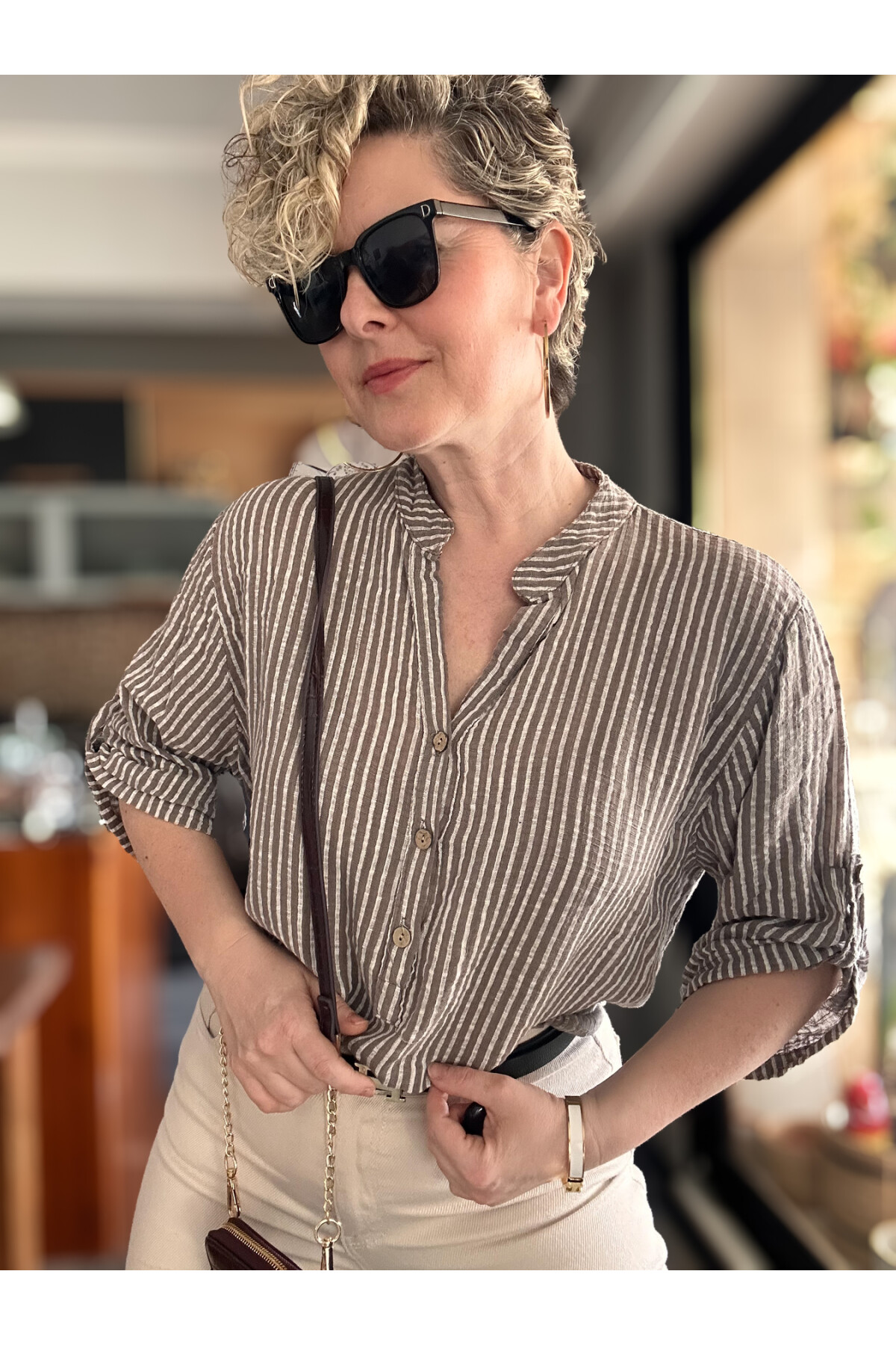 Patto Çizgi Desen İtalyan Gömlek Fango