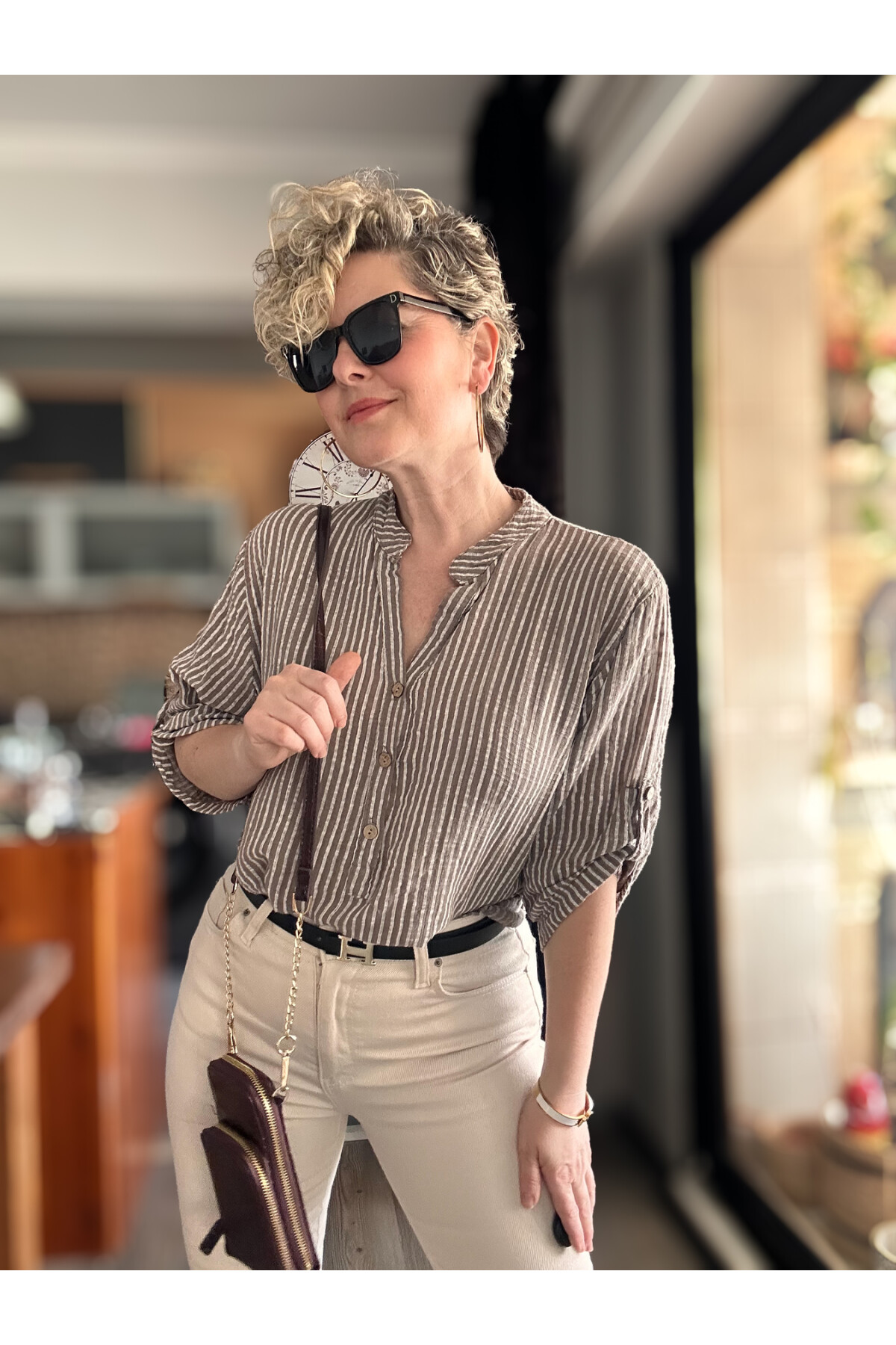 Patto Çizgi Desen İtalyan Gömlek Fango