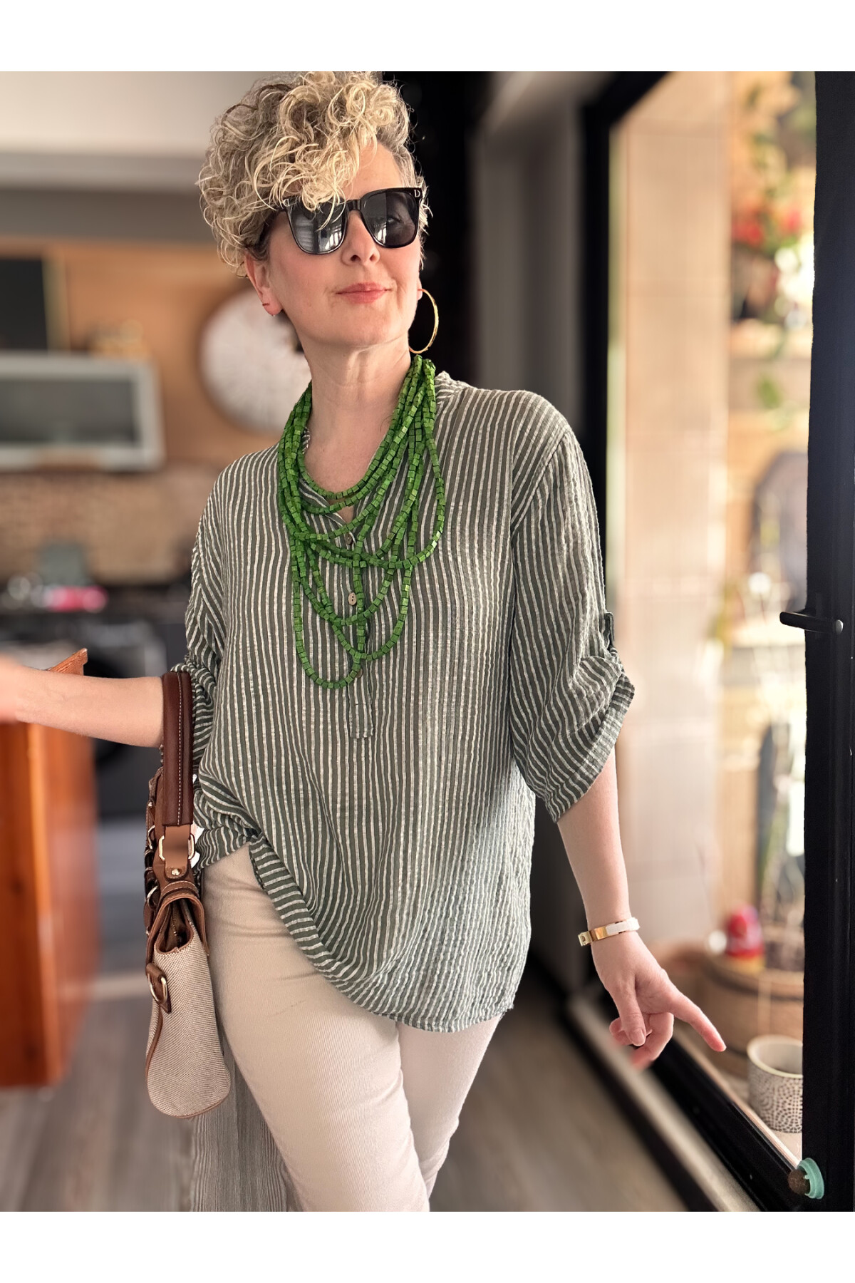 Patto Çizgi Desen İtalyan Gömlek Millitary