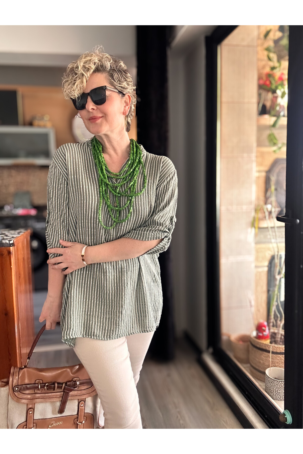 Patto Çizgi Desen İtalyan Gömlek Millitary